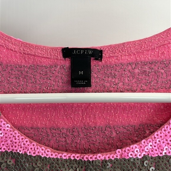 J. Crew Sequin Pink Gray Stripe Shell Women’s Tank Top Size M - Picture 3 of 7